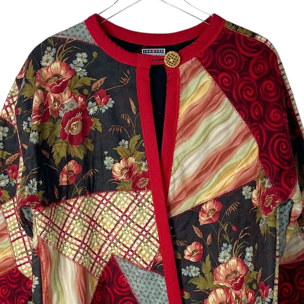 Jerzees Floral Quilt Jacket Large Patchwork Quilt… - image 4